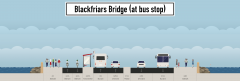 Blackfriars Bridge Widths at Bus Stop With Superhighway